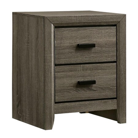 Benjara 24 in. 2 Drawer Wooden Nightstand with Finger Pulls, Brown BM233741